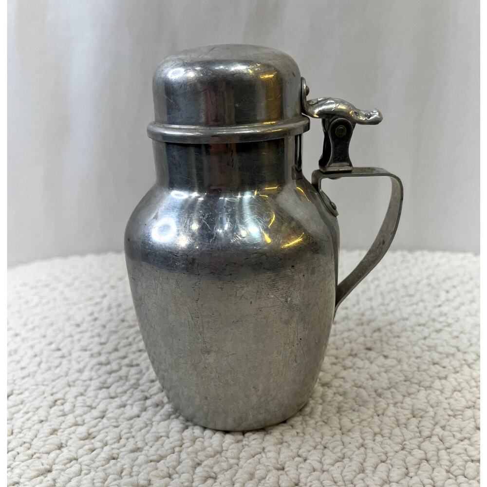 Vintage MIRRO Mini-Pitcher Aluminum Hinged Top Flip Top Made in USA 6" Tall